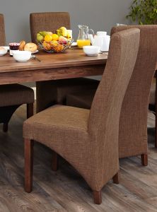 Alicante Walnut Full Back Upholstered Dining Chair - Hazelnut (Pack of Two)