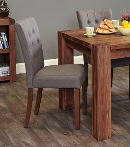 Alicante Walnut Flare Back Upholstered Dining Chair - Slate (Pack of Two)