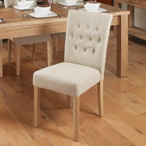 Valencia Light Oak Flare Back Upholstered Dining Chair - Biscuit (Pack of Two)