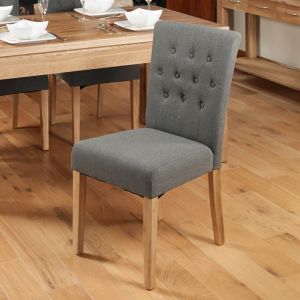 Valencia Light Oak Flare Back Upholstered Dining Chair - Slate (Pack of Two)
