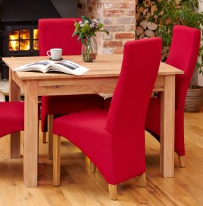 Valencia Light Oak Full Back Upholstered Dining Chair - Berry (Pack of Two)