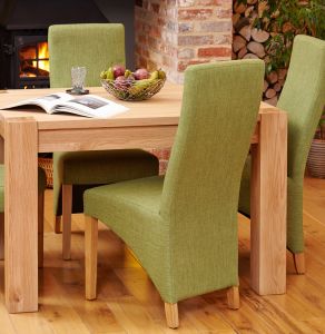 Valencia Light Oak Full Back Upholstered Dining Chair - Sage (Pack of Two)