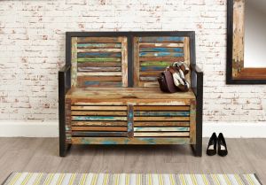 Seville Shabby Chic Storage Monks Bench (with shoe storage)